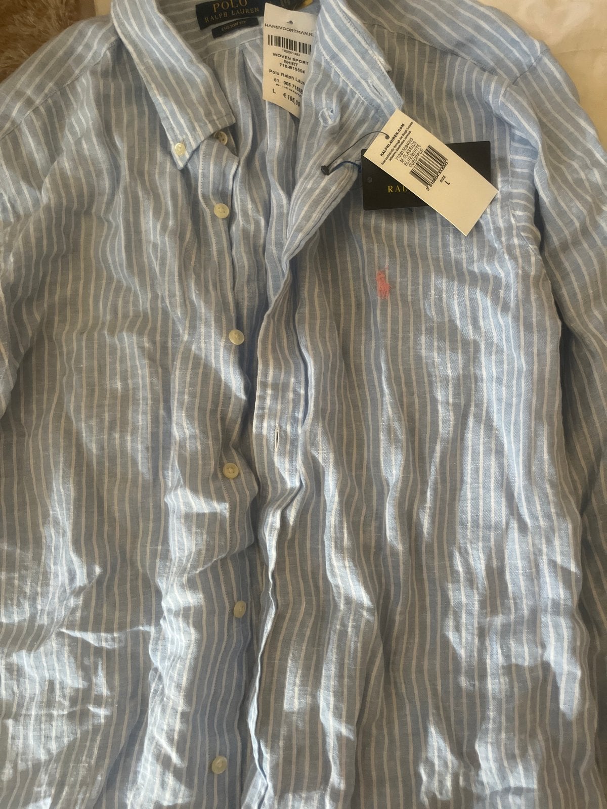 Polo Ralph Lauren Linnen Overhemd - Nieuw met kaartjes, Ophalen of Verzenden, Nieuw, Blauw, Halswijdte 41/42 (L)