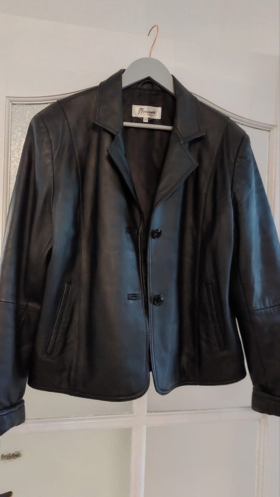 Zwarte leren jas van Francois, maat 46, Ophalen of Verzenden, Zo goed als nieuw, Maat 46/48 (XL) of groter, Zwart