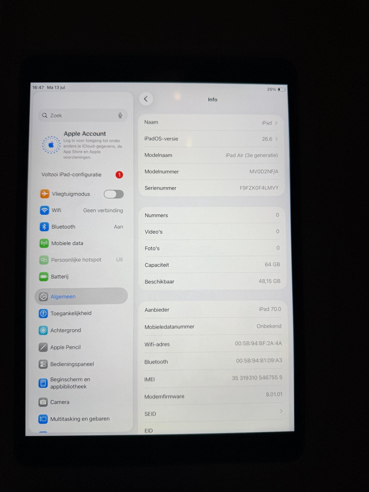 iPad Air (3e generatie) 64 GB Wi-Fi, Ophalen, Gebruikt, Apple iPad Air, 64 GB