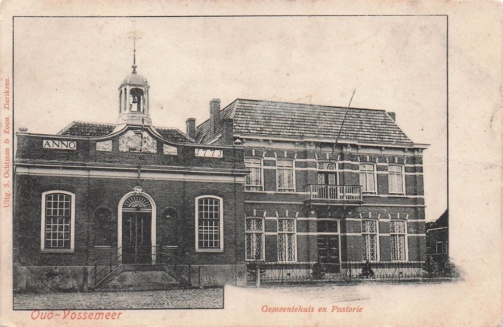 703-327-039 Gemeentehuis en Pastorie Oud-Vossemeer, Verzenden, Voor 1920, Zeeland