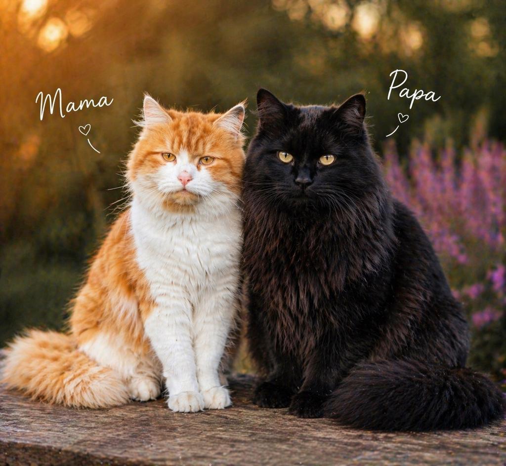 Nestje geboren/ kruising Noorse boskat/ siberische kat, Meerdere dieren, Langharig, 0 tot 2 jaar