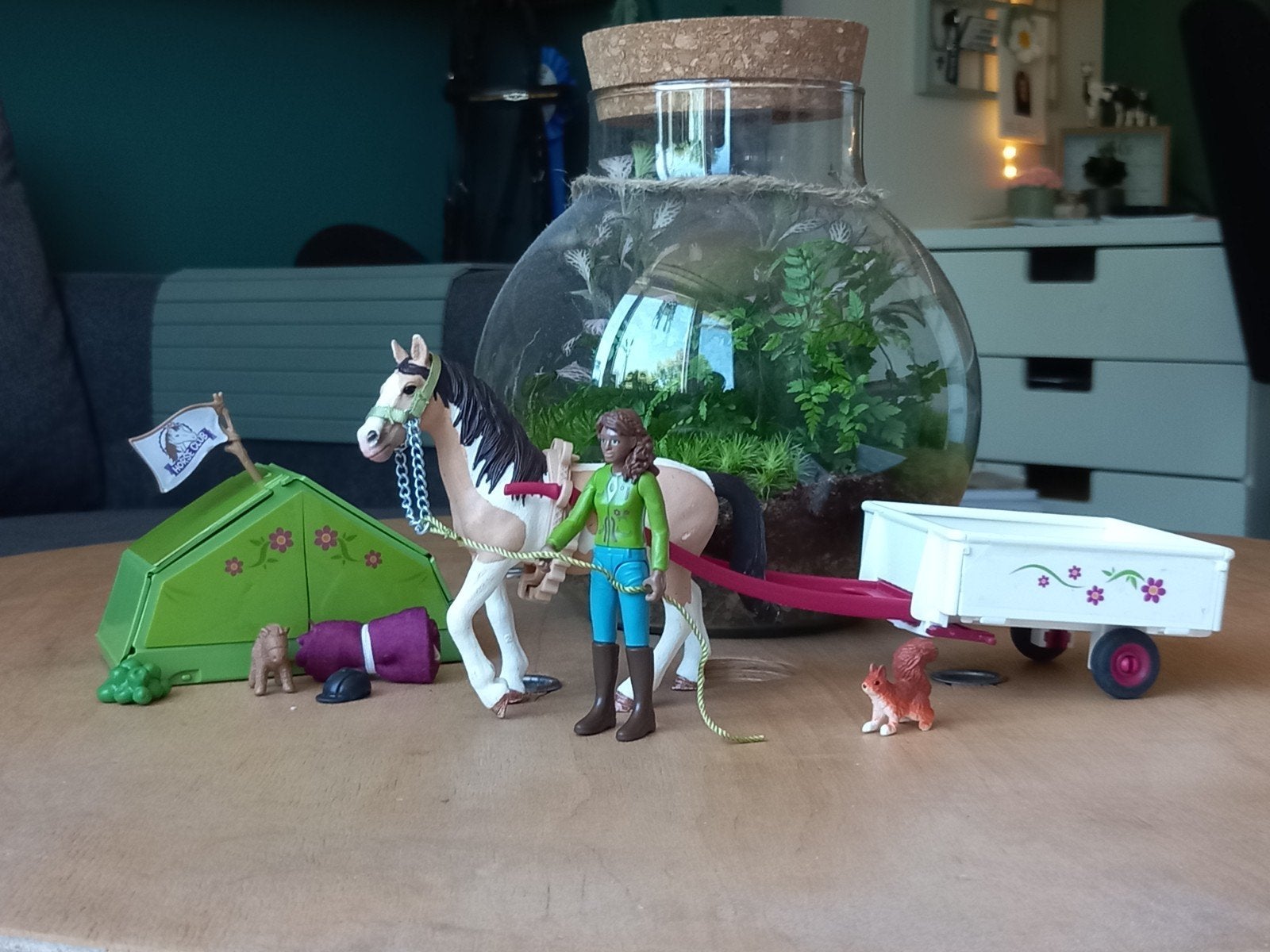 Schleich kampeer uitstapje, Verzamelen, Dierenverzamelingen, Ophalen of Verzenden, Gebruikt, Paard, Beeldje of Figuurtje