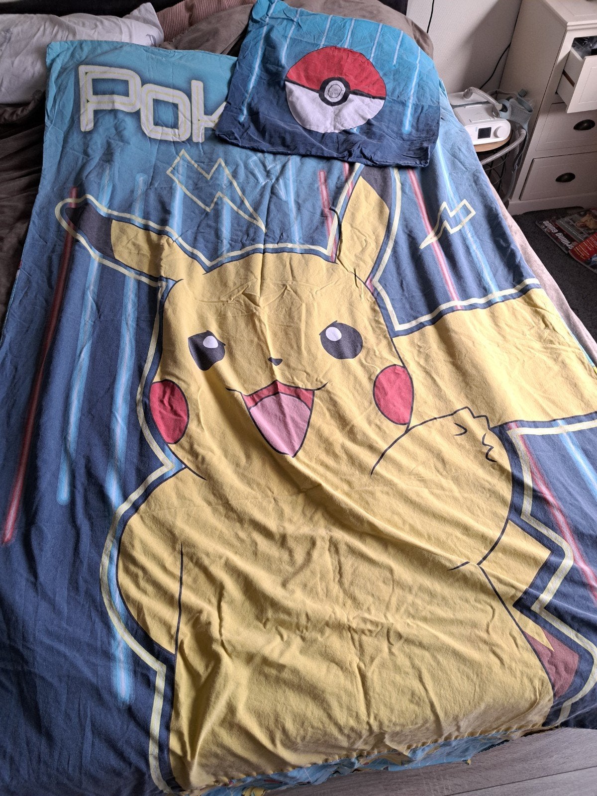 Pokémon Pikachu dekbedovertrek met kussensloop, Ophalen of Verzenden, Gebruikt, Meerkleurig