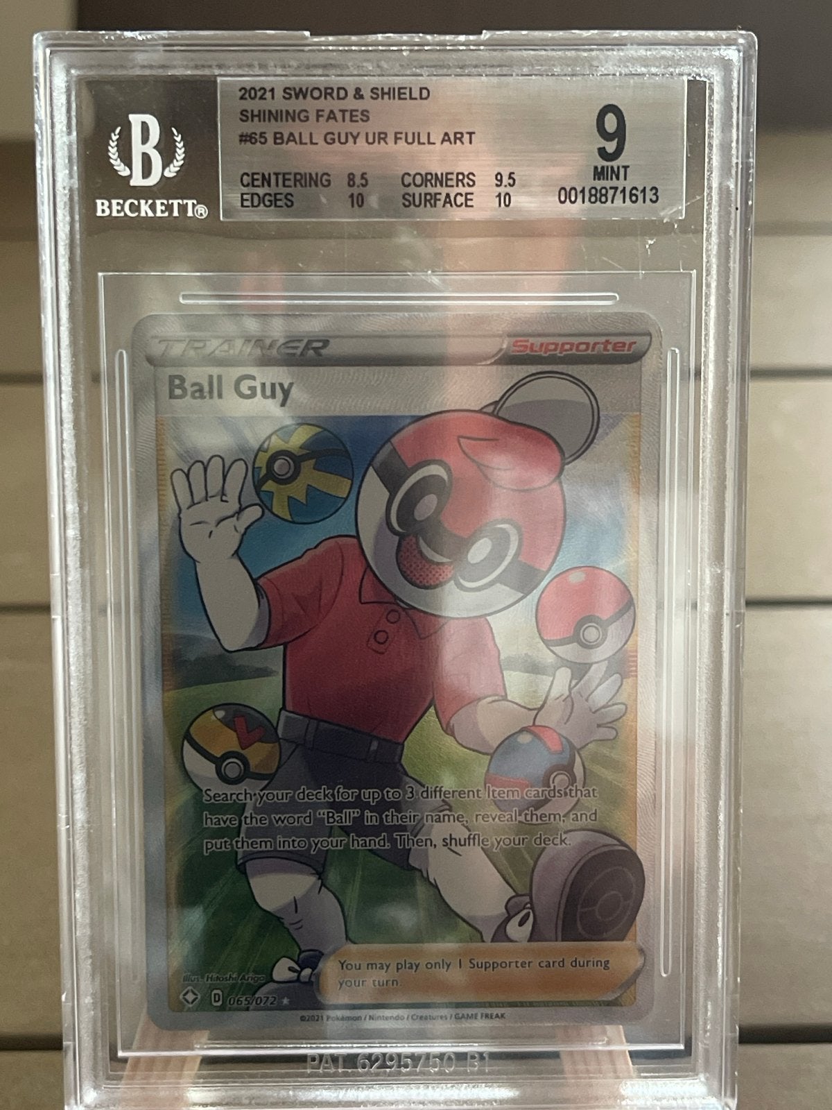 Pokémon Ball Guy Full Art Trainer Kaart (BGS 9 Mint), Ophalen of Verzenden, Zo goed als nieuw, Losse kaart