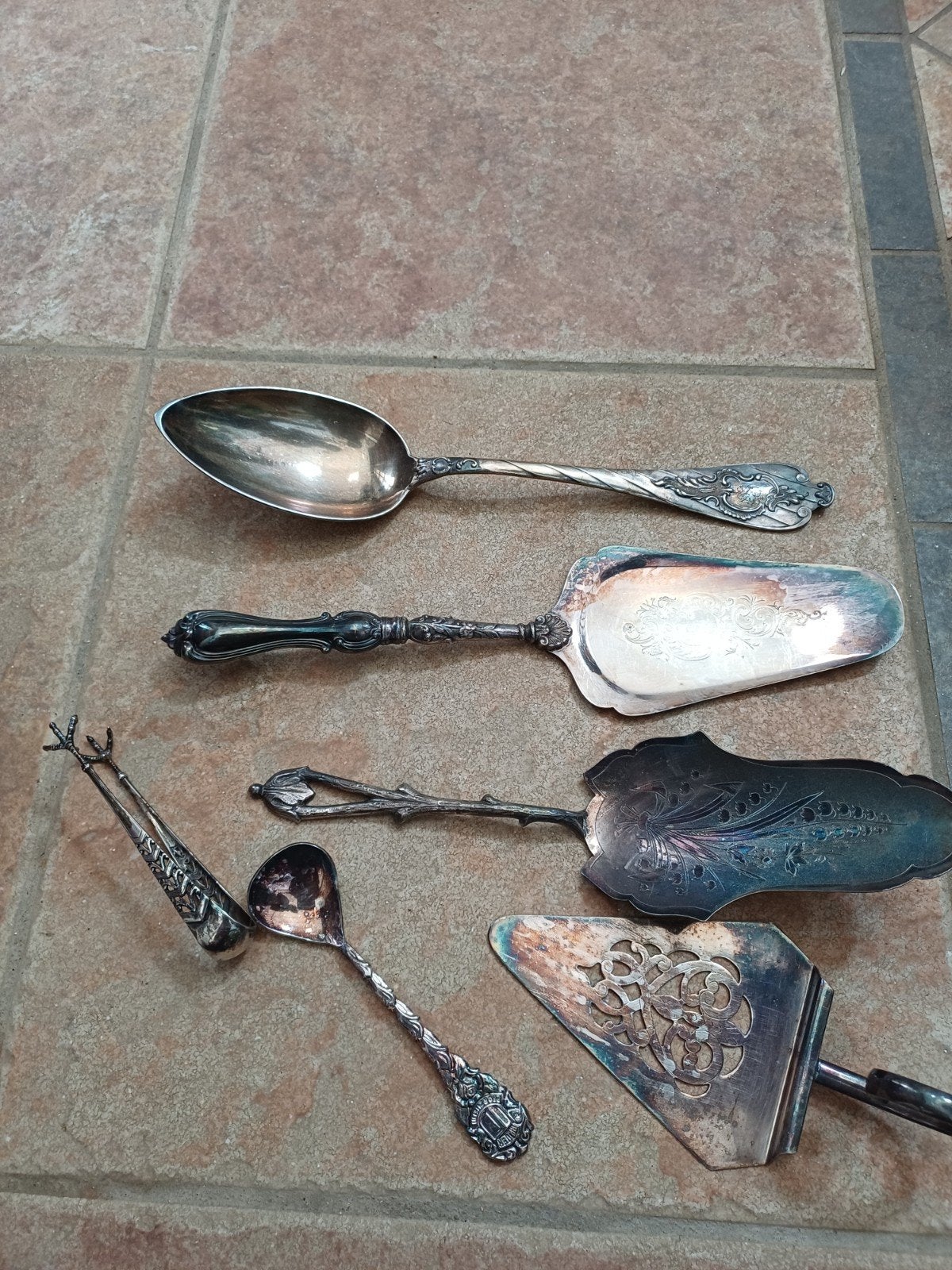 Antieke massief zilveren bestekset. Ook 6 silver plate 31cm, Ophalen of Verzenden, Zilver