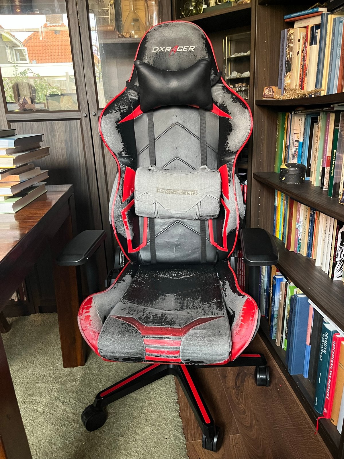 DXRacer Gaming Bureaustoel met hoes - Gebruikt, Huis en Inrichting, Bureaustoelen, Ophalen, Gebruikt, Overige kleuren, Gaming bureaustoel