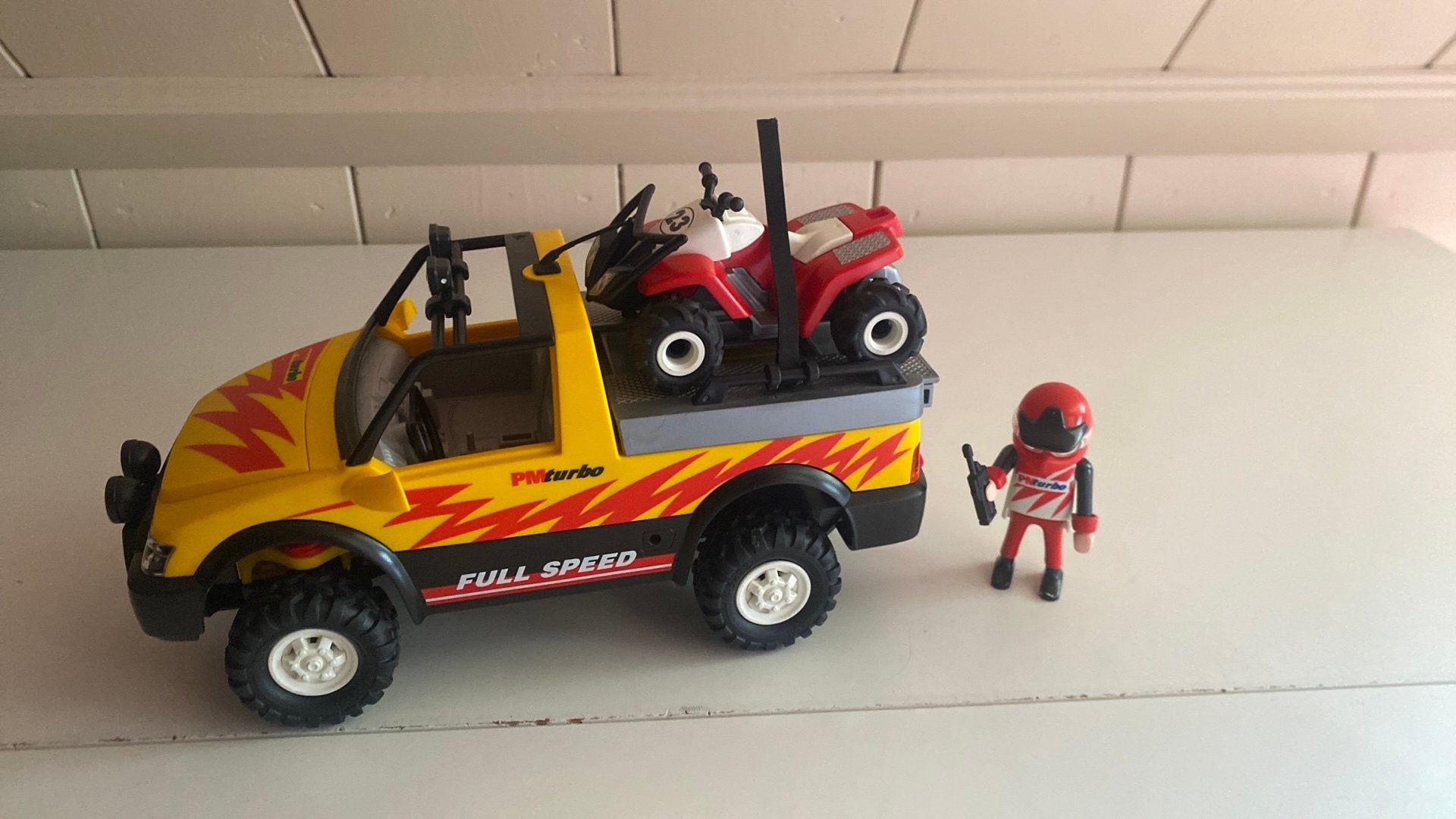 Playmobil pick up met quad nummer 4228, Gebruikt, Complete set, Voertuig, Ophalen of Verzenden