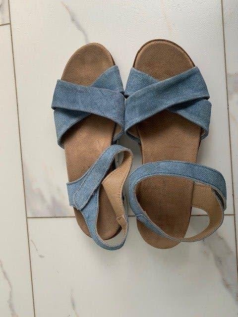 Hush Puppies (Portugal) blauwe sandalen Mt 40 uittrek.zolen, Sandalen of Muiltjes, Zo goed als nieuw, Hush Puppies, Verzenden