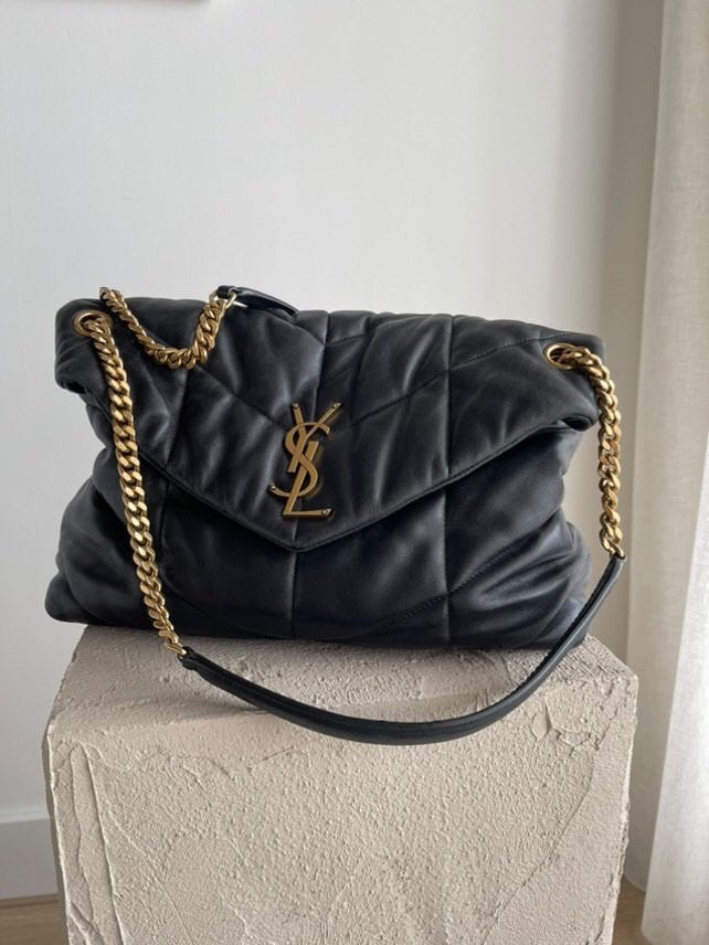 Yves saint laurant puffer medium bag, Ophalen of Verzenden, Gebruikt, Zwart, Schoudertasje