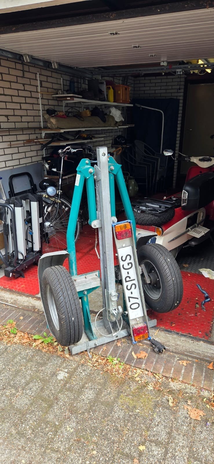 Compacte opvouwbare motortrailer / scootertrailer, Ophalen, Gebruikt