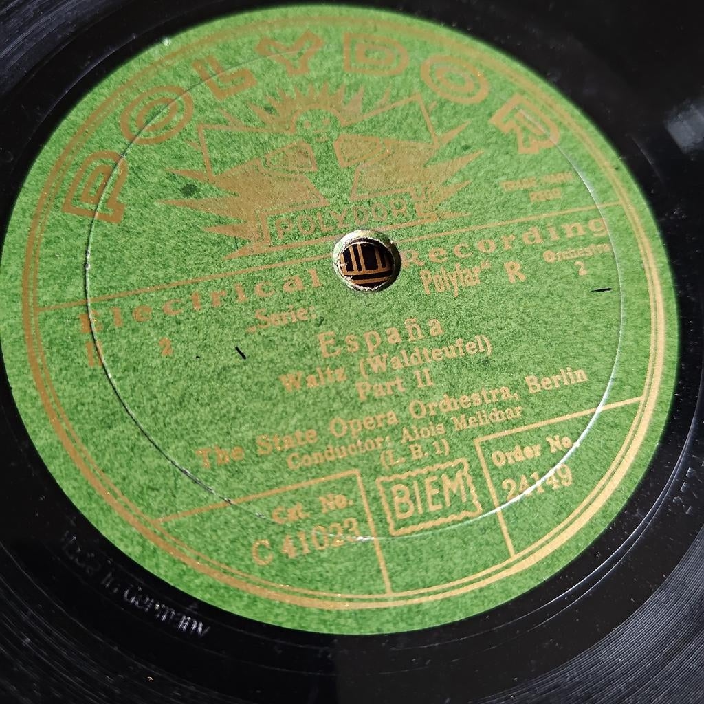 Polydor 78 toeren - España Waltz (Waldteufel), Ophalen of Verzenden, Gebruikt, 10 inch