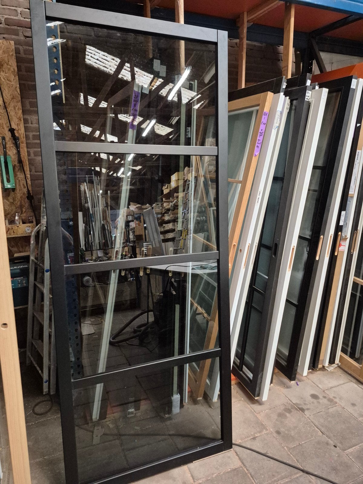 93x231,5cm binnendeur stomp staallook zwart rookglas SK35, Ophalen, 80 tot 100 cm, Binnendeur, Nieuw