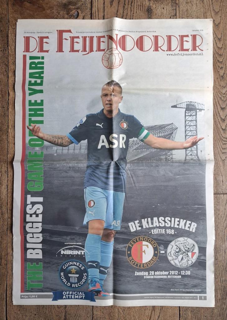 Speciale uitgave krant Feyenoord - Ajax 28-10-2012., Ophalen of Verzenden, Zo goed als nieuw, Feyenoord, Overige typen