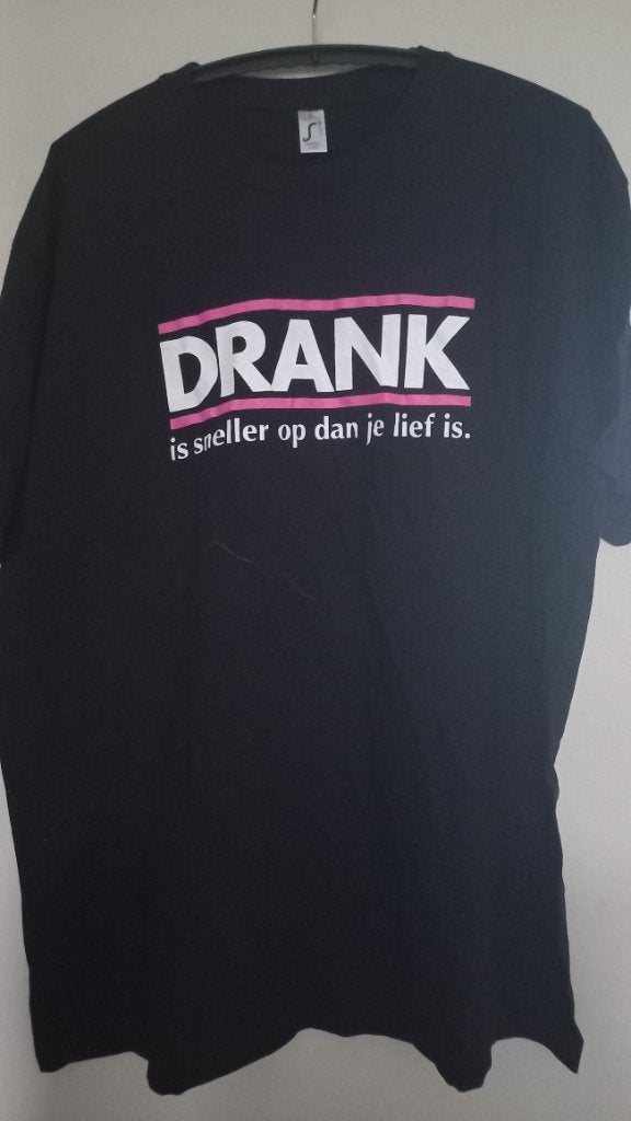 Zwart T-shirt met grappige tekst 'DRANK is sneller op" XL, Imperial, Zwart, Nieuw, Overige maten