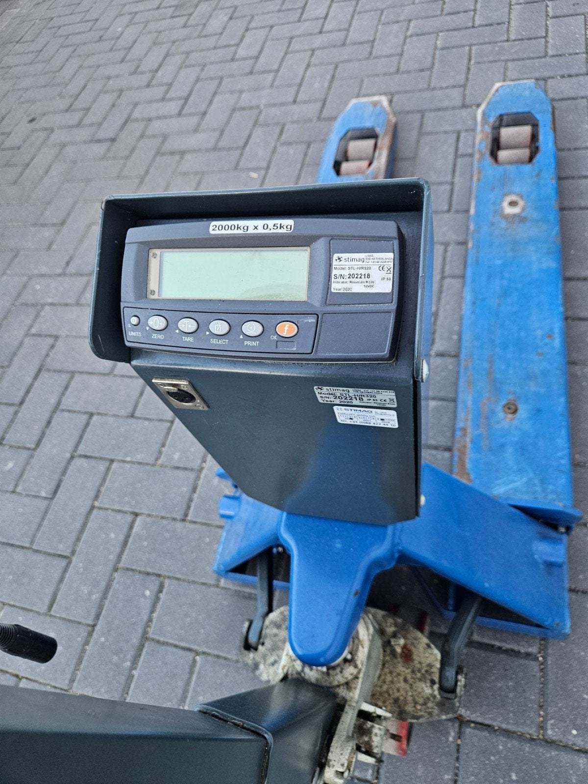 Stimag palletwagen met weegschaal - 2000kg werkt perfect, Ophalen, Gebruikt, 500 gram of grover, Digitaal