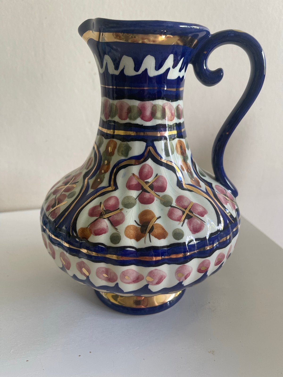 Vintage Majolica Kannetje Holland - Handbeschilderd Floraal, Ophalen