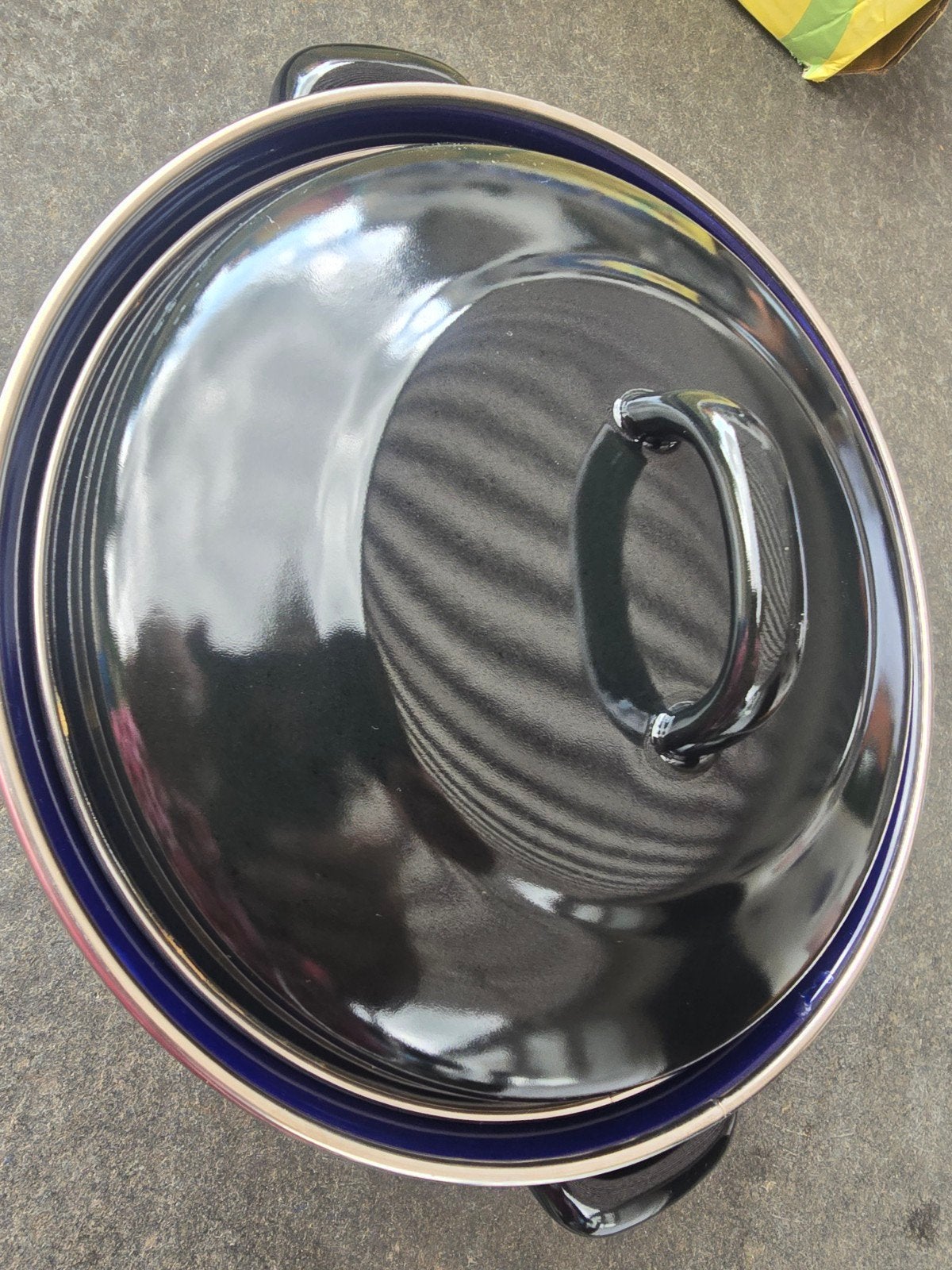 kleine BK Braadpan 20doors - Zwart/Blauw Emaille - nieuw (DO, Braadpan, Met deksel, BK, Ophalen of Verzenden
