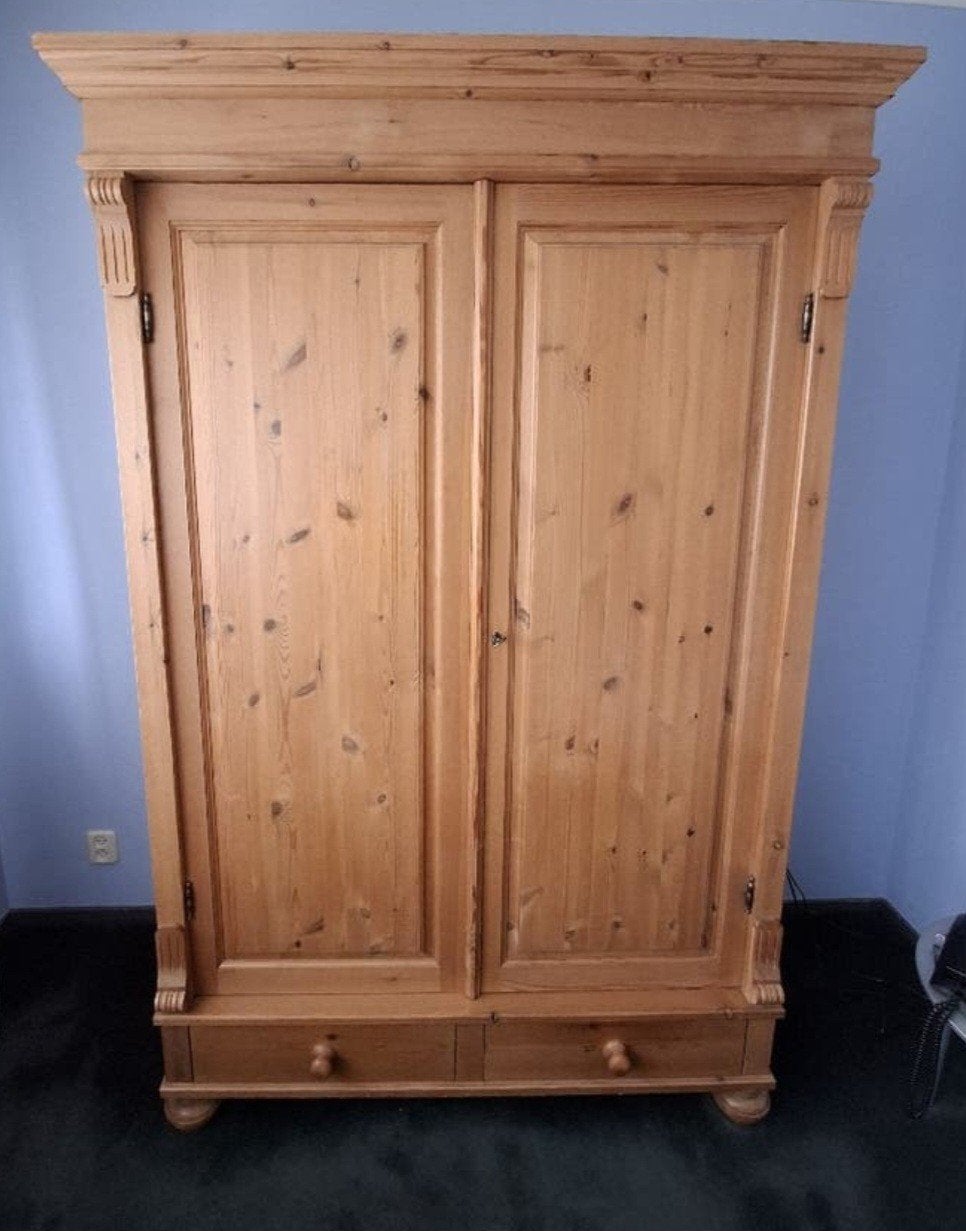 Prachtige Grote Demontabele antiek grenen kledingkast/kast, Huis en Inrichting, Ophalen of Verzenden, 50 tot 75 cm, 200 cm of meer