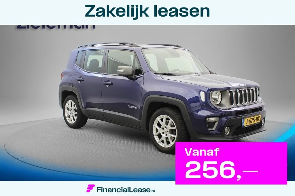 Jeep Renegade 1.3T Limited Automaat - Carplay, Cruise, Clima, Gebruikt, 1295 kg, 4 cilinders, Blauw
