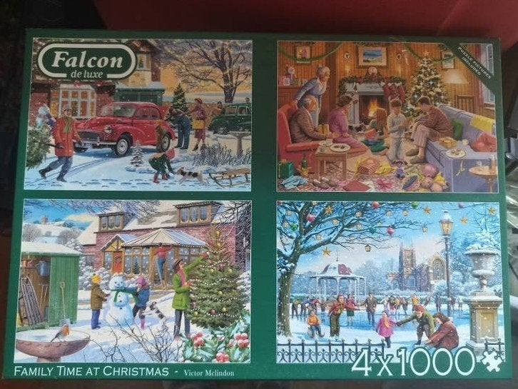 Mooie (kerst)puzzels van Falcon 1000 stukjes, Ophalen, 500 t/m 1500 stukjes, Gebruikt, Legpuzzel