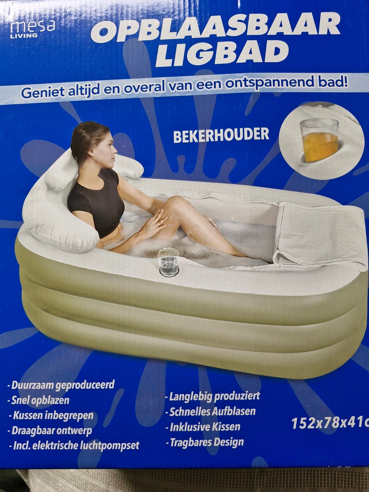 Mesa Living Opblaasbaar Ligbad met Bekerhouder, Ophalen of Verzenden, Nieuw, Met bad