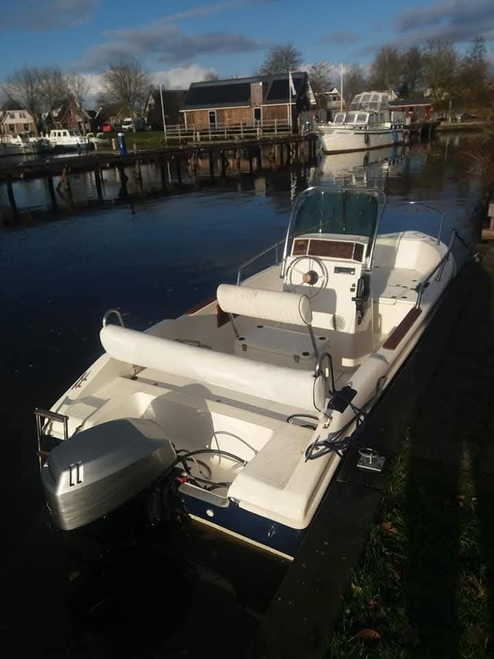 Rascala FM16 | Mariner 25 PK | Inclusief trailer | Blauw-wit, Watersport en Boten, Ophalen, 1.90 meter, Buitenboordmotor, Zonnedek