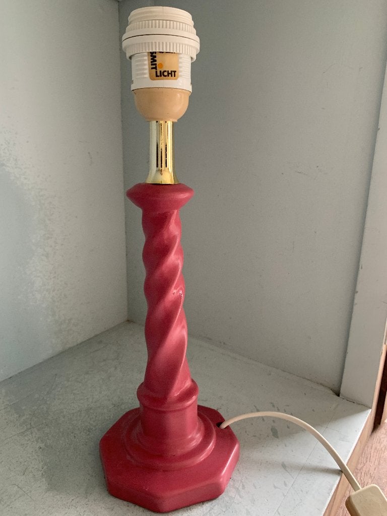 Vintage roze gedraaide tafellamp - Vintage sfeerlicht, Roze, Ophalen of Verzenden, Design