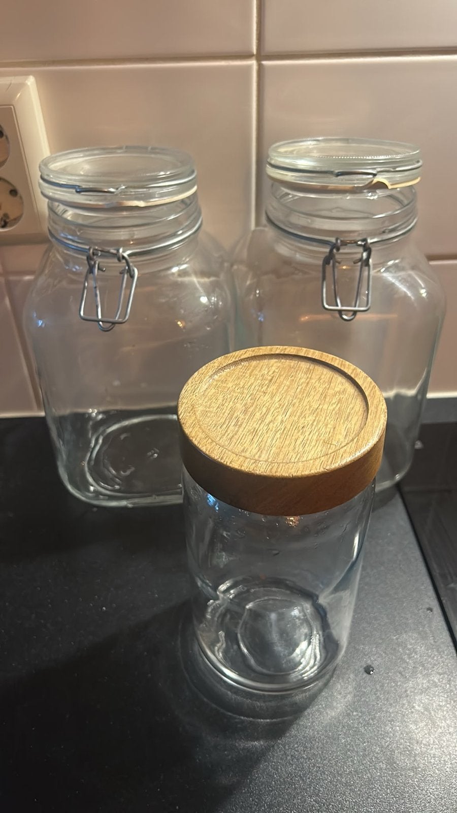 Glazen voorraadpotten, Huis en Inrichting, Keuken | Keukenbenodigdheden, Ophalen, Voorraadpot, Overige merken, Glas