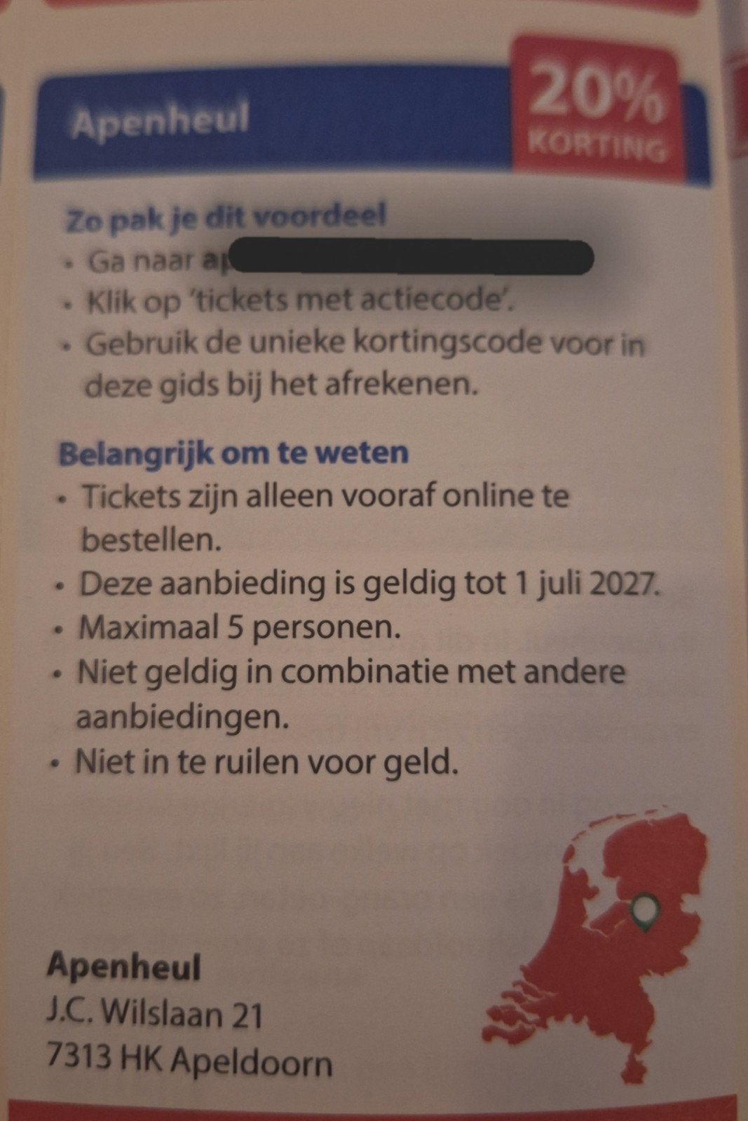 Apenheul Apeldoorn 20% korting, Drie personen of meer, Kortingsbon