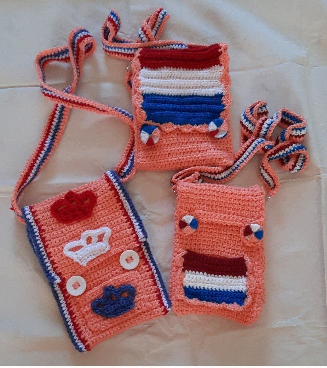 gehaakte cross body tasjes - Oranje/Rood/Wit/Blauw, Ophalen of Verzenden, Nieuw, Oranje, Overige merken