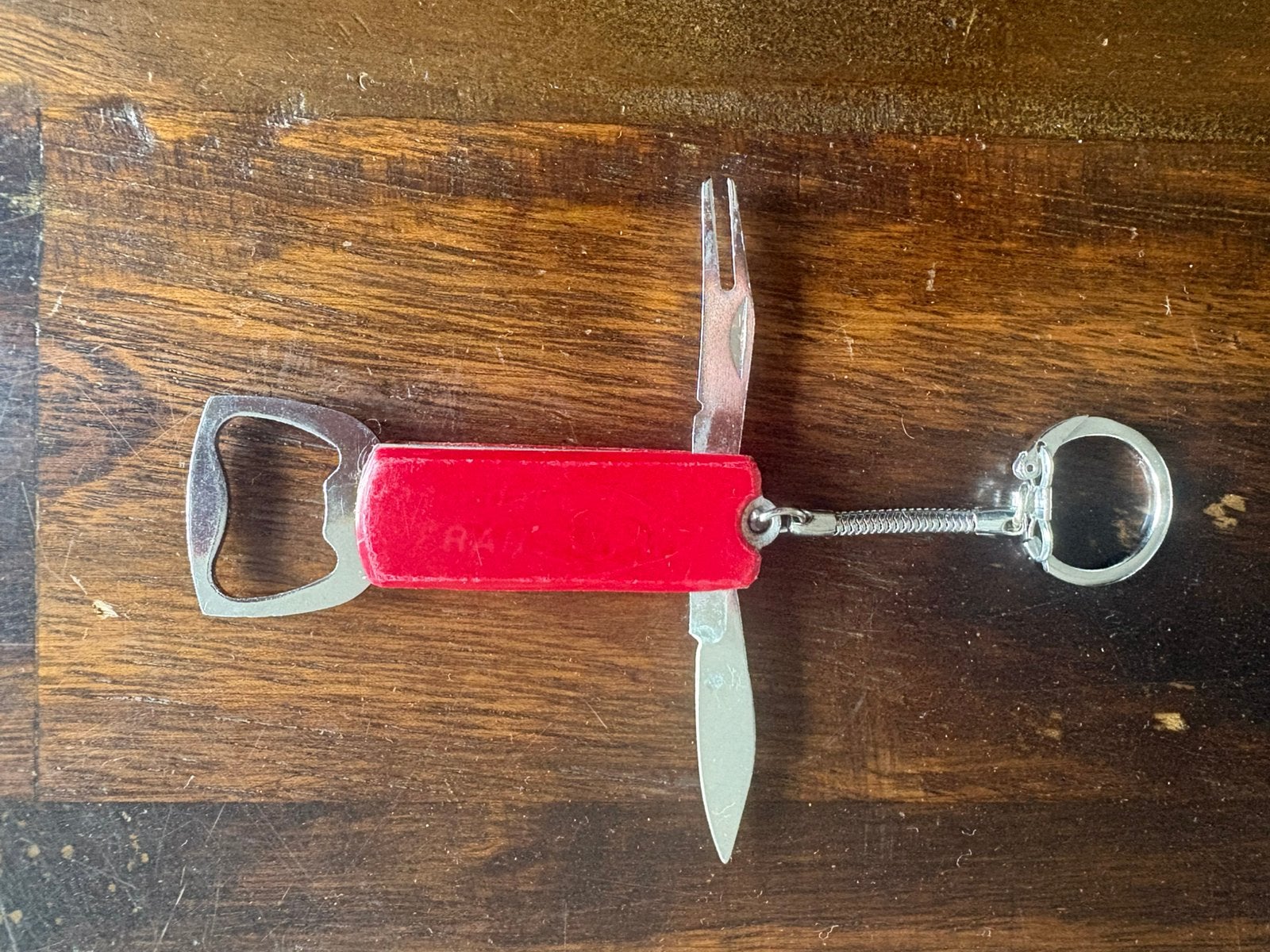 Zakmes als sleutelhanger met 3 functies, Caravans en Kamperen, Kampeergereedschap, Ophalen of Verzenden, Gebruikt