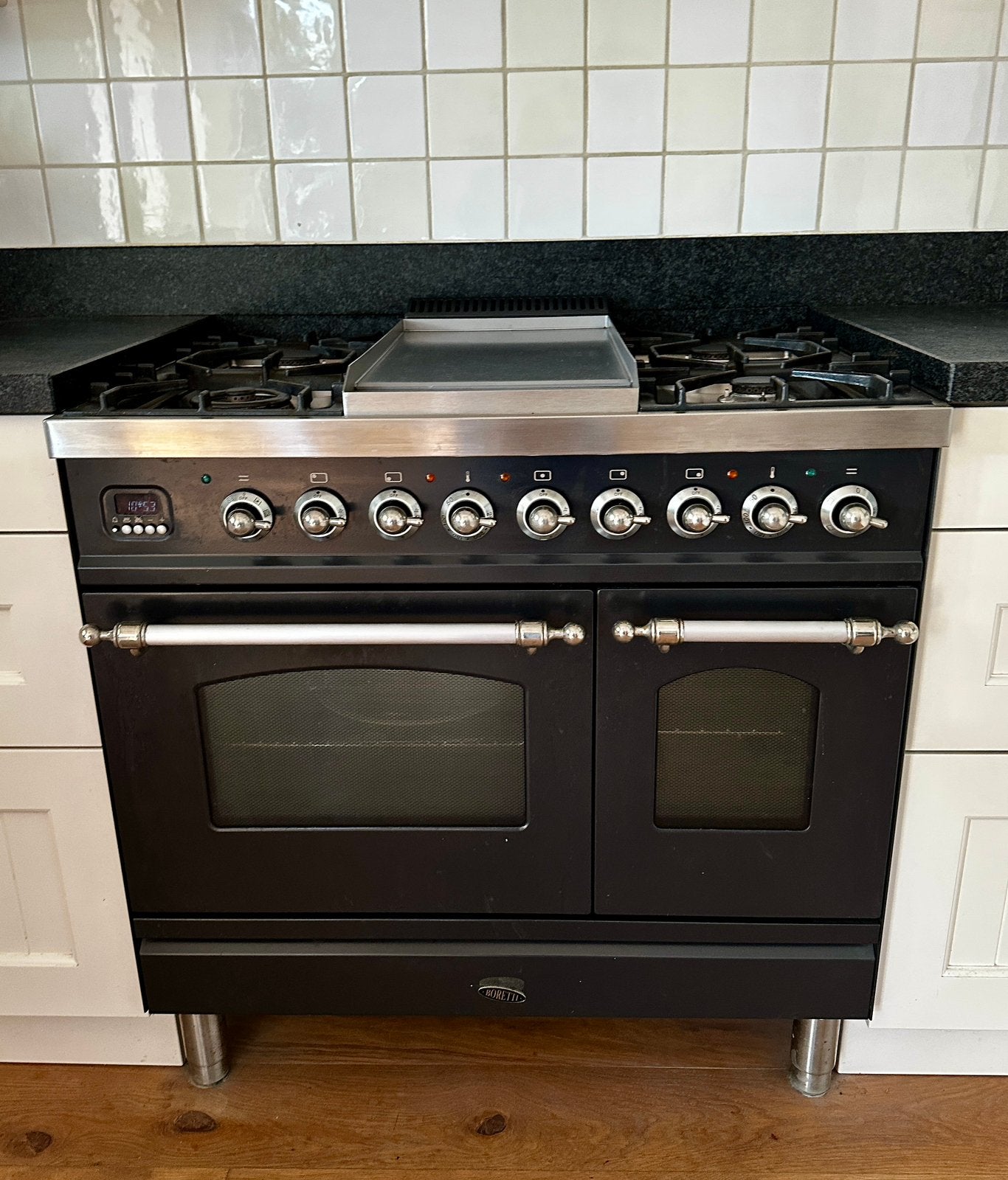 Boretti 90 cm fornuis | 2 ovens | Fry-Top | 4 gaspitten, Ophalen, Gebruikt, 60 cm of meer, Gas