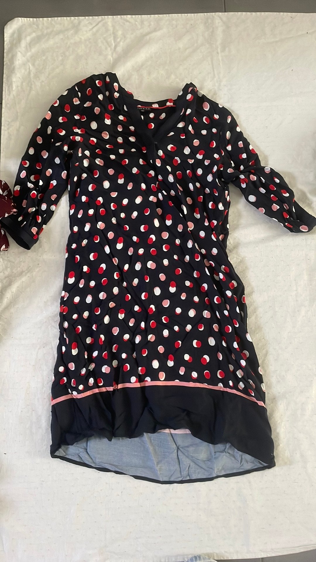 Leuk polka dot jurkje, Maat 38/40 (M), Blauw, Ophalen of Verzenden, Korte mouw