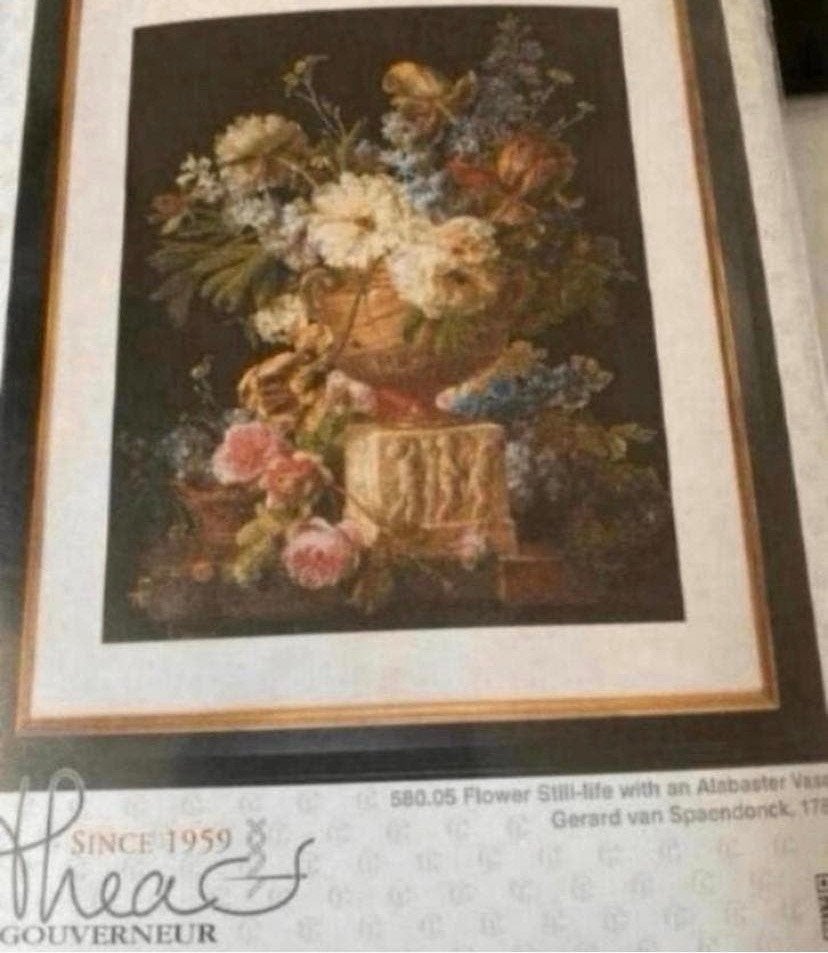 BORDUURPAKKET THEA GOUVERNEUR STILLEVEN EN ALBASTER VAAS, Verzenden, Nieuw, Handborduren, Borduurpakket