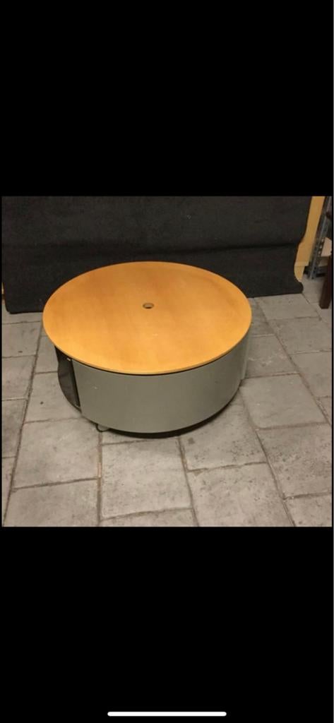 Ronde tafel van metaal en hout, Ophalen of Verzenden, Gebruikt, Rond, Metaal