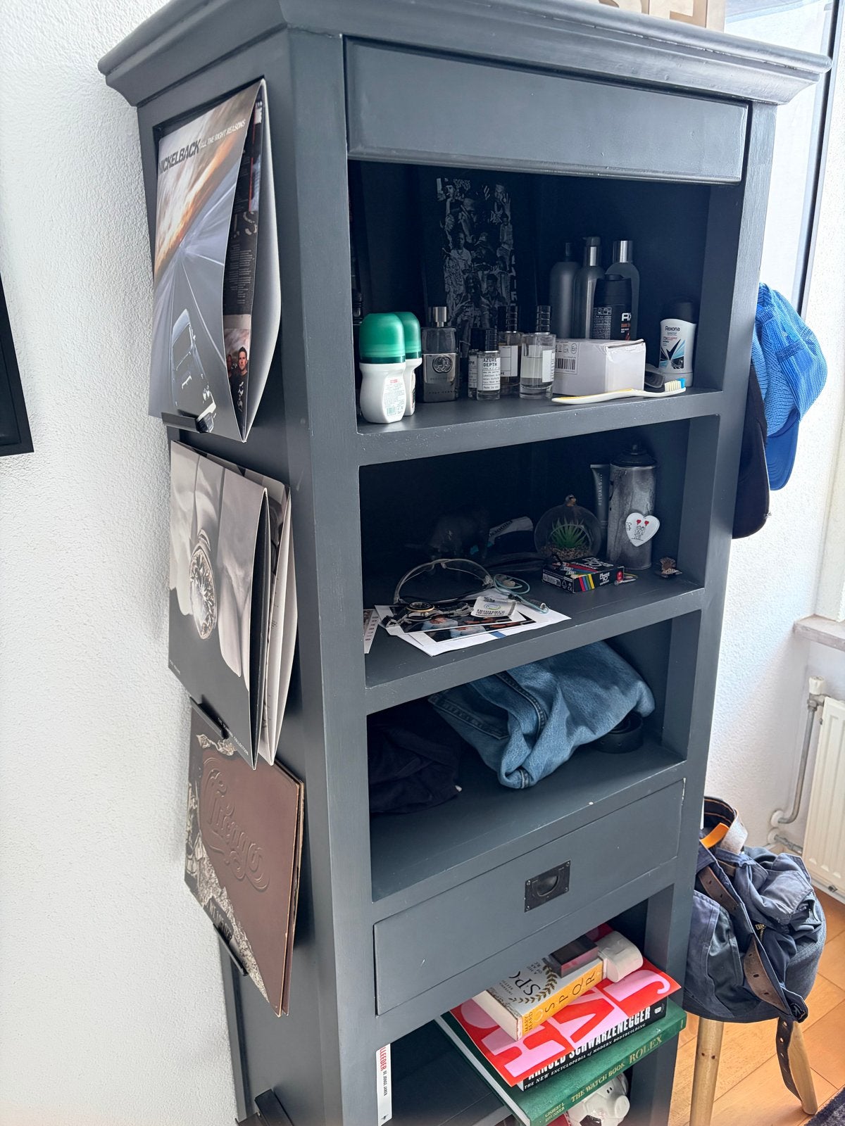 Grijze kast met lade - Ideaal voor slaapkamer, Ophalen, Gebruikt, 50 tot 100 cm, Met lade(s)