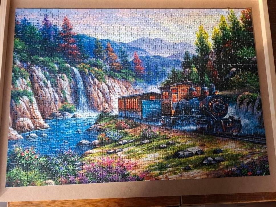 Art Puzzle 1000 stukjes trein en waterval, Ophalen of Verzenden