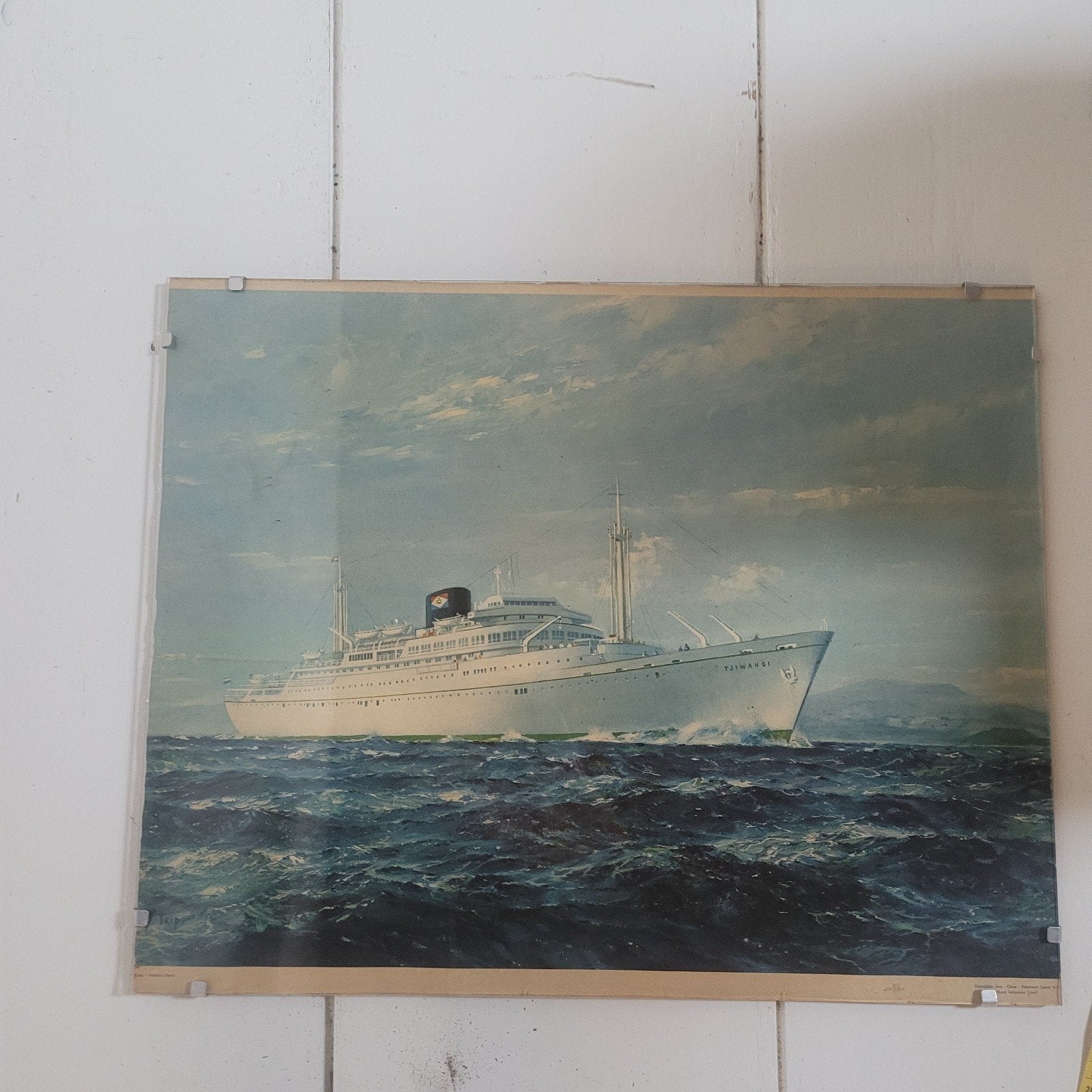 Vintage Poster MS Tjiluwah Koninklijke Java China Lijnen, Ophalen, Gebruikt, Kaart, Foto of Prent