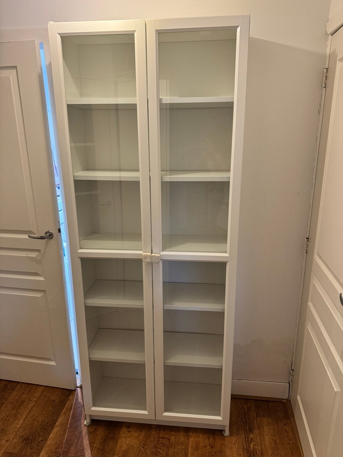 Witte IKEA Billy Boekenkast met Glazen Deuren, Ophalen, Gebruikt, 200 cm of meer, 50 tot 100 cm