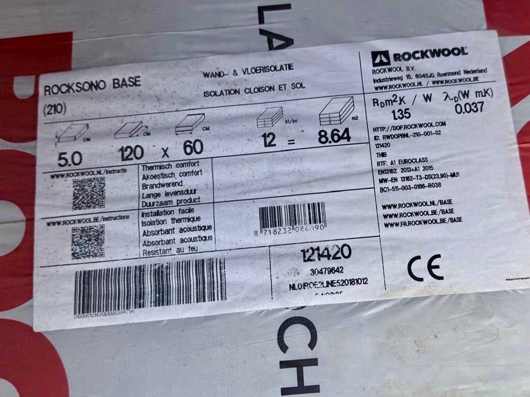 3x Rockwool Rocksono Base Steenwol  - Nieuw in Verpakki, Ophalen, 4 tot 8 cm, Nieuw, Steenwol