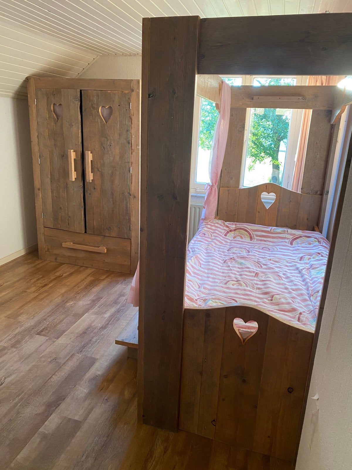 Stevig kinderhemelbed incl. kast en trapje, Ophalen, Gebruikt, Hoogslaper