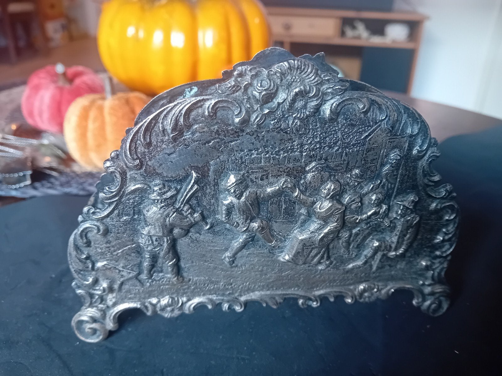 Antieke Verzilverde Servet- of Brievenhouder, Ophalen of Verzenden