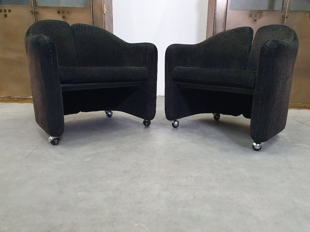 2x Vintage Eugenio Gerli Tecno mobiele loungestoel, Minder dan 50 cm, Gebruikt, ., Ophalen of Verzenden