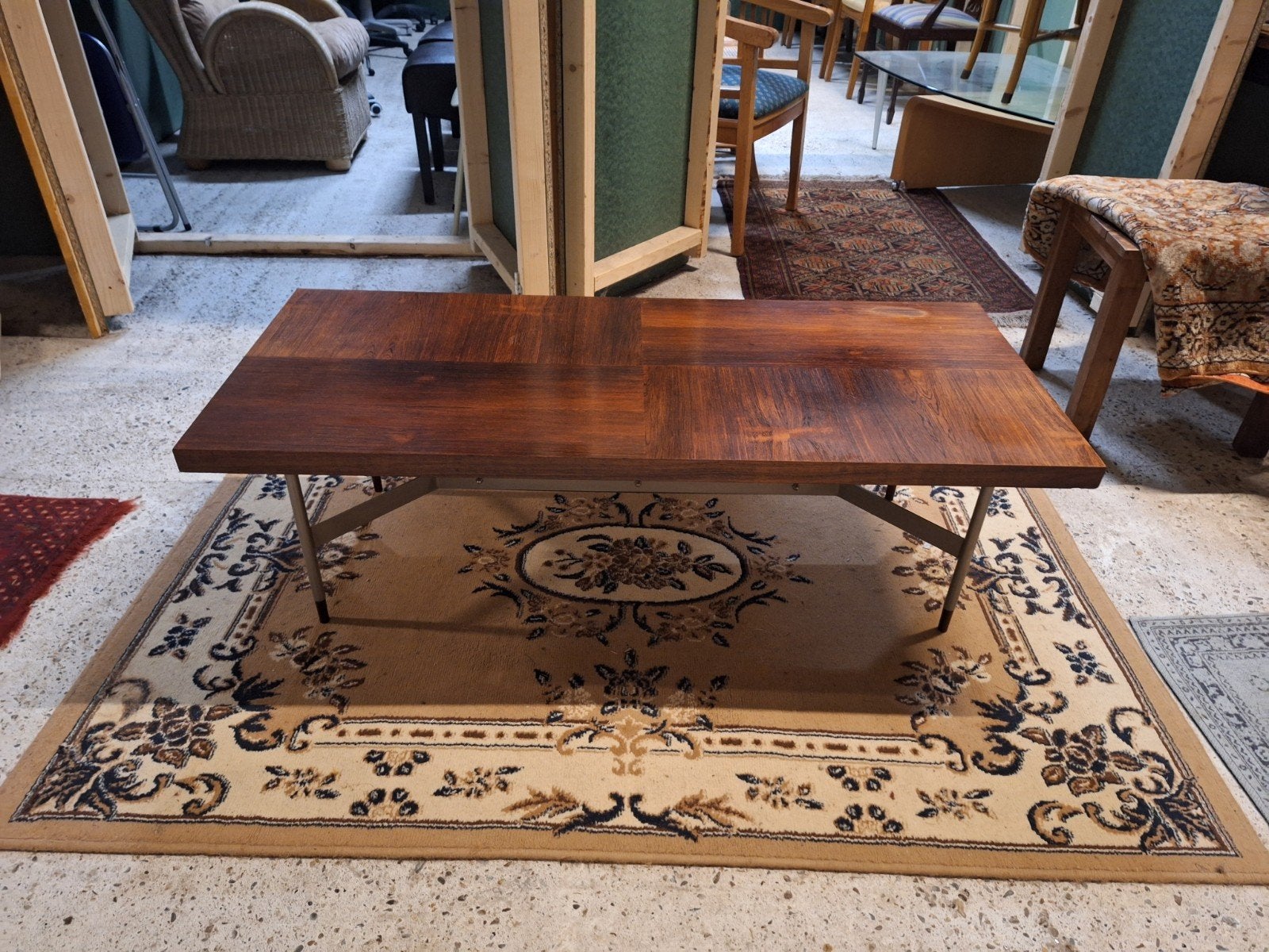 Vinatage salontafel tafel retro teak fineer, Gebruikt, 100 tot 150 cm, Vintage, 50 tot 100 cm
