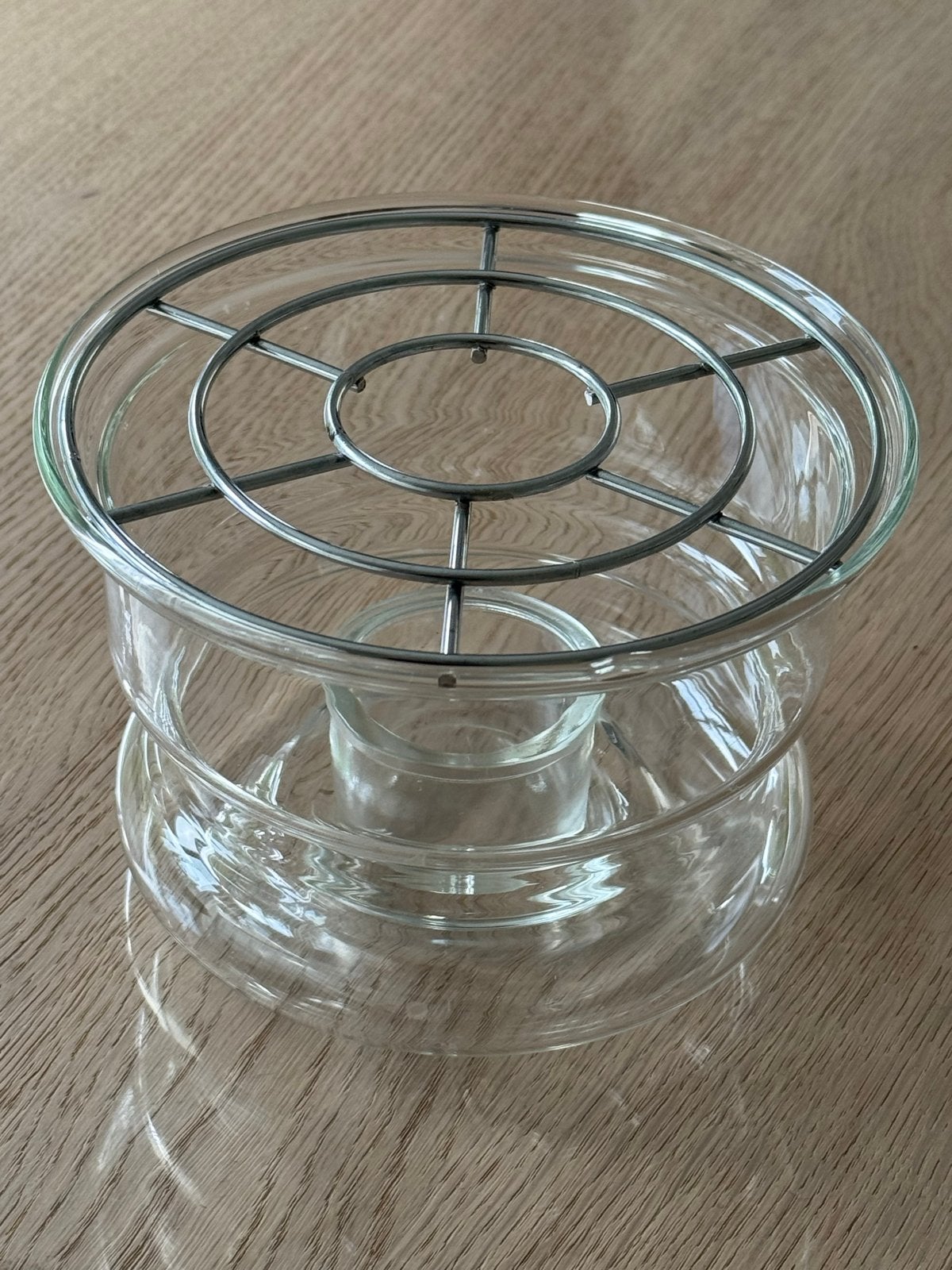 Glazen theelicht warmhouder  met metalen rooster, Flessenkoeler, Glas, Ophalen of Verzenden, Zo goed als nieuw