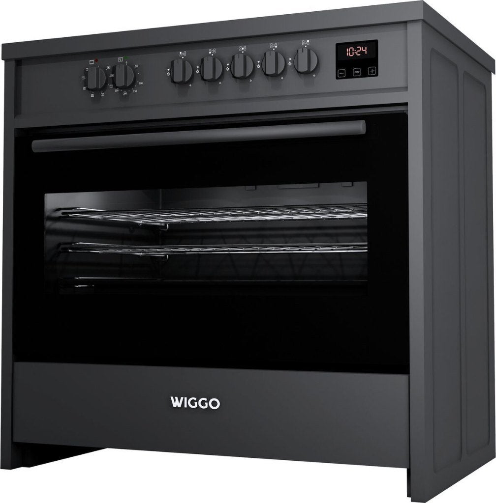 Inductie-oven Wiggo WIO-E921A(BB) vrijstaand (ZGAN), Ophalen, Grill, 60 cm of meer, Zo goed als nieuw