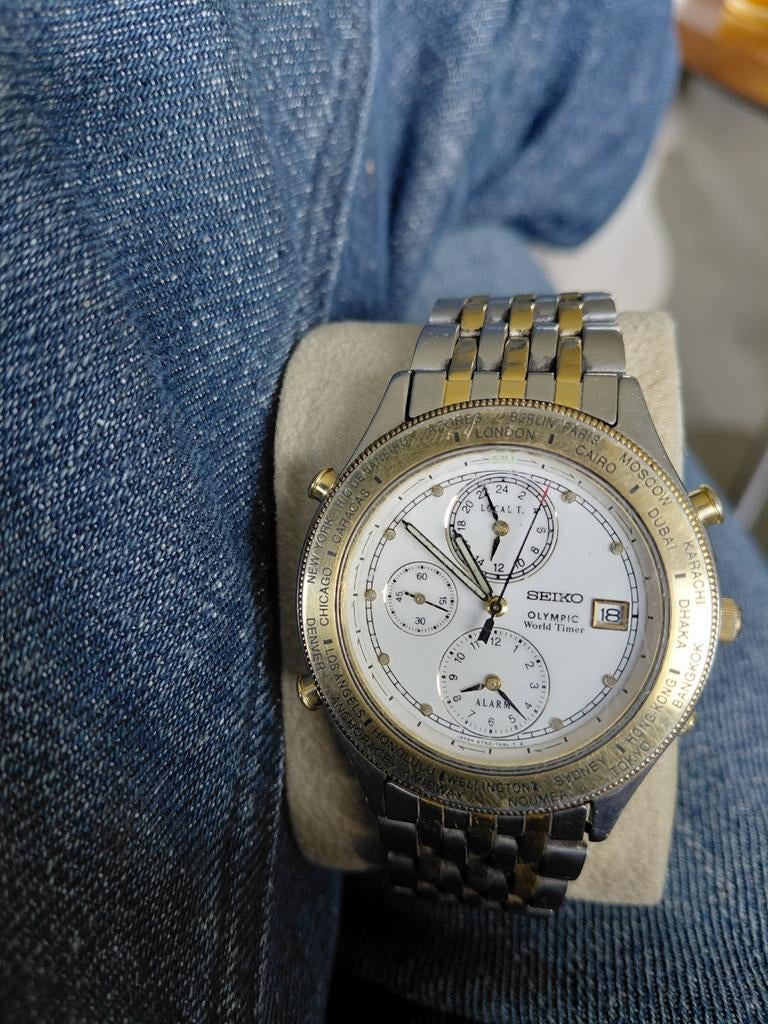 Seiko Olympic World Timer Chronograaf Herenhorloge, Ophalen of Verzenden