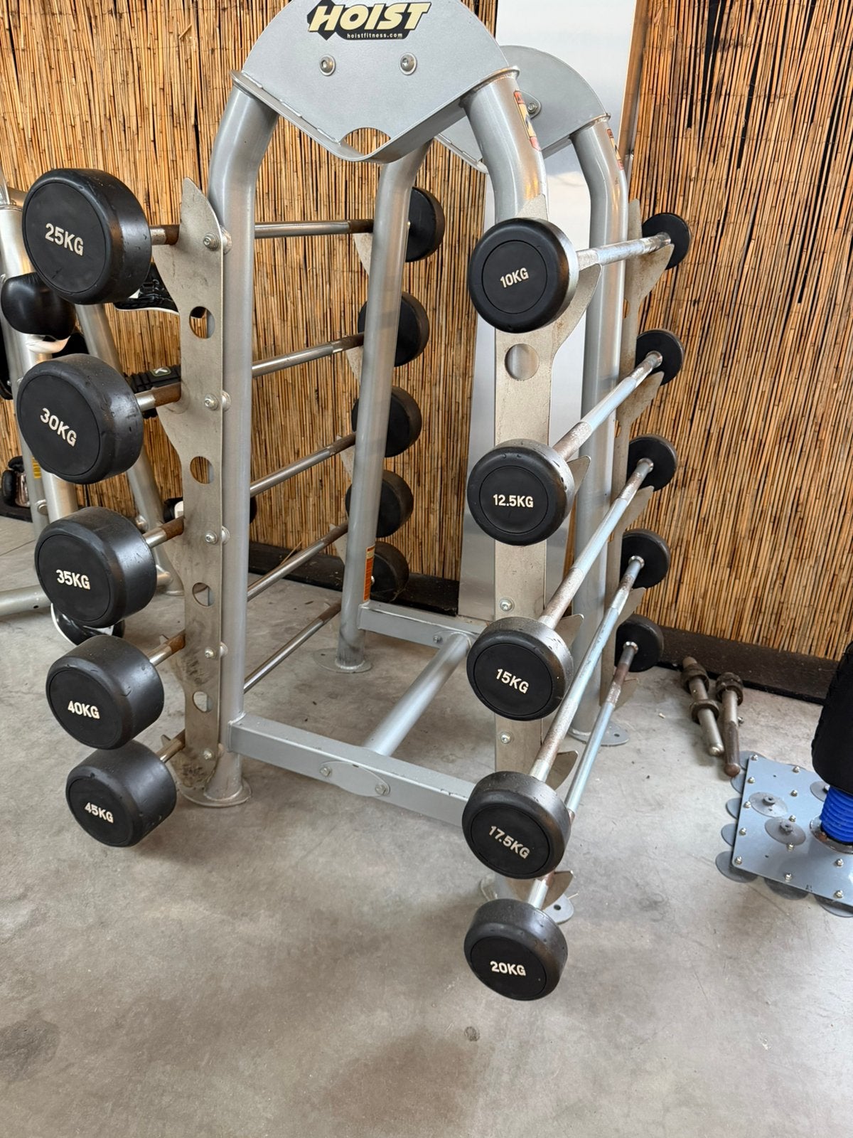 Fitness rechte halter met gewicht. Halterstang, Sport en Fitness, Fitnessmaterialen, Ophalen, Zo goed als nieuw, Halterstangen