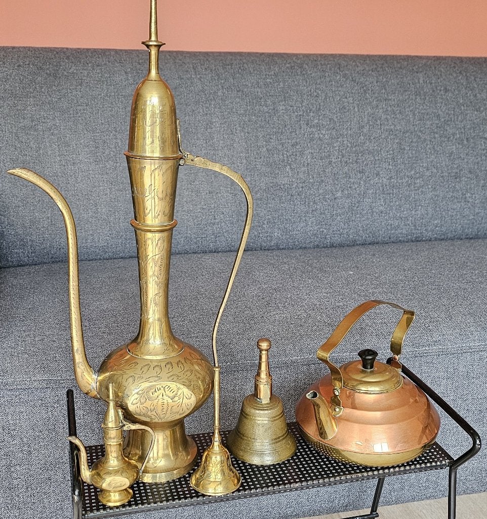 Vintage messing/koperen kannen, waterketel en tafelbellen, Ophalen of Verzenden