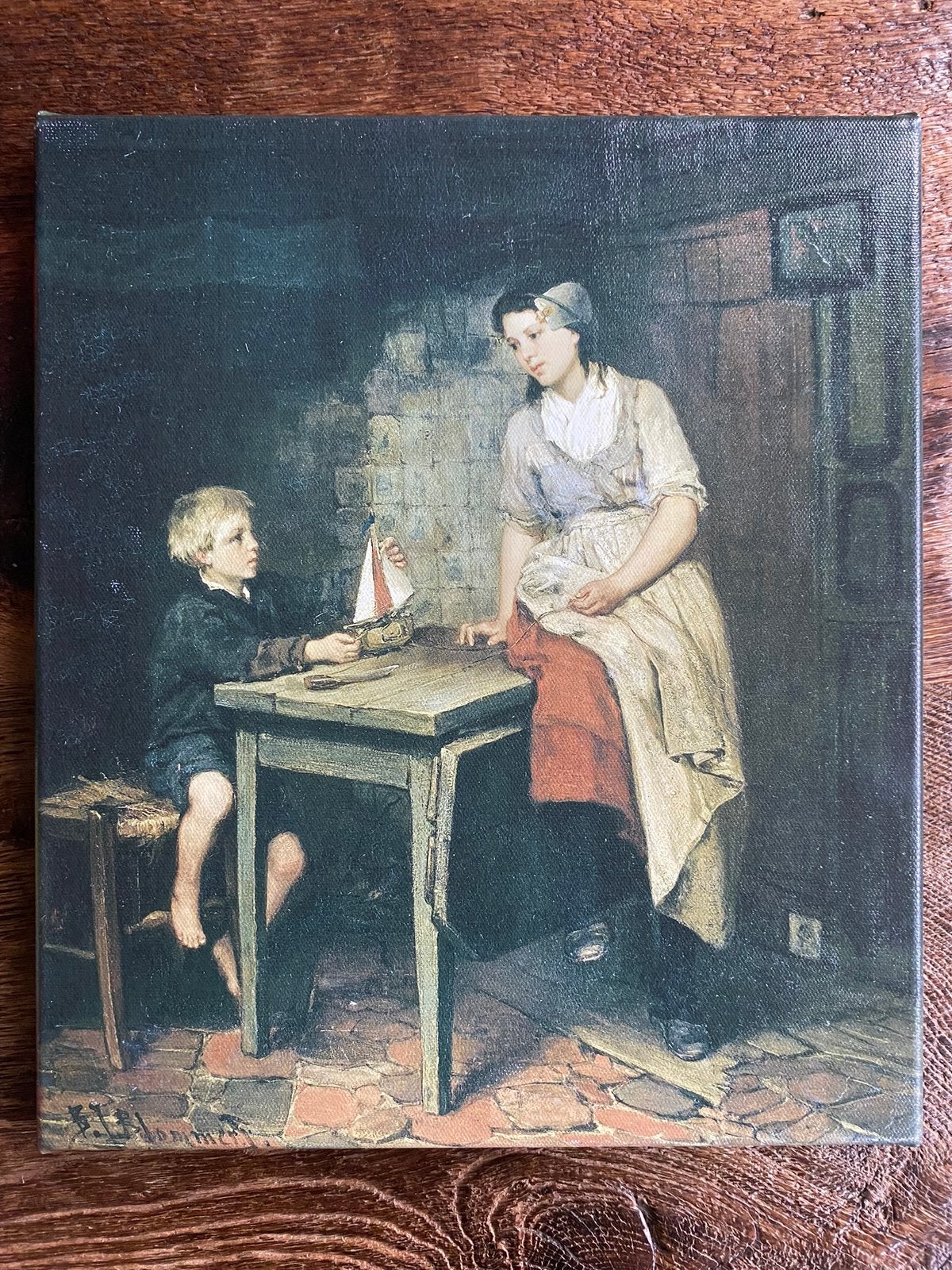 Werk aan de Muur - De kinderen van de visser!, Doek, Portret of Personen, Overige technieken, Ophalen of Verzenden